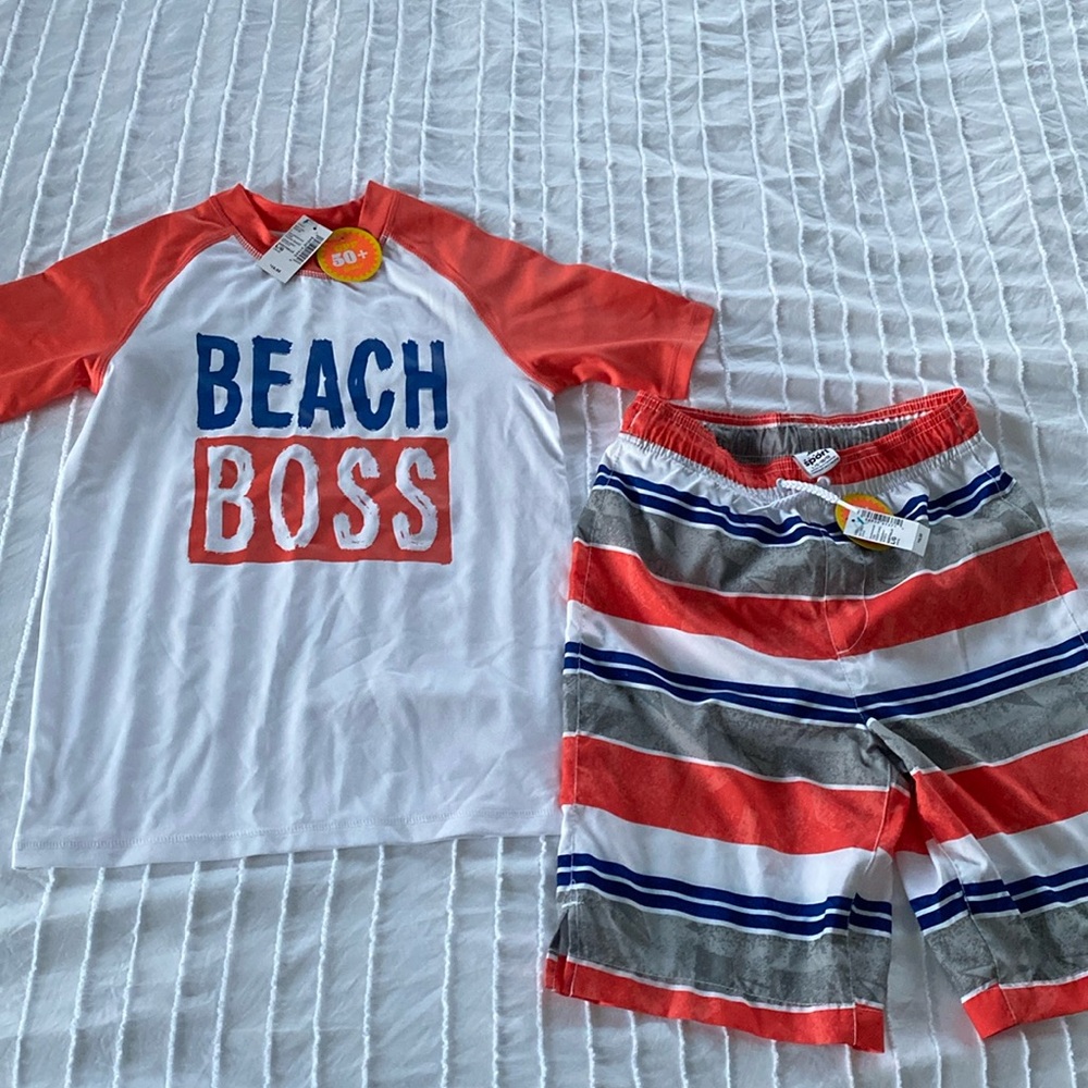 NWT Boys swim shirt and swim shorts